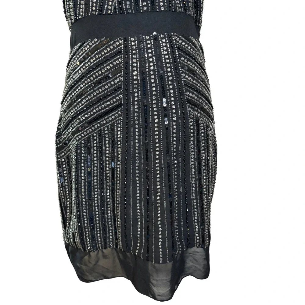 Parker Taha Silk Sequin Dress Halter Neck Sleeveless Party Cocktail Black - Picture 8 of 13